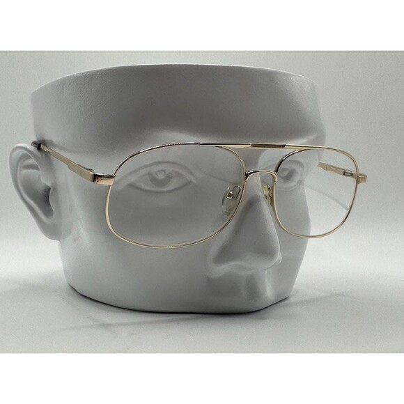 NEW Vintage Oversize Eyeglasses | Non RX | Metal Double Bar Style | Gold Frame - Picture 1 of 10